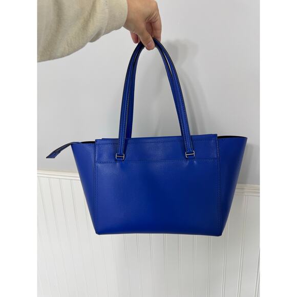Tory Burch Parker Leather Tote in Burch Blue Double Strap and Zip Closure - Picture 4 of 8